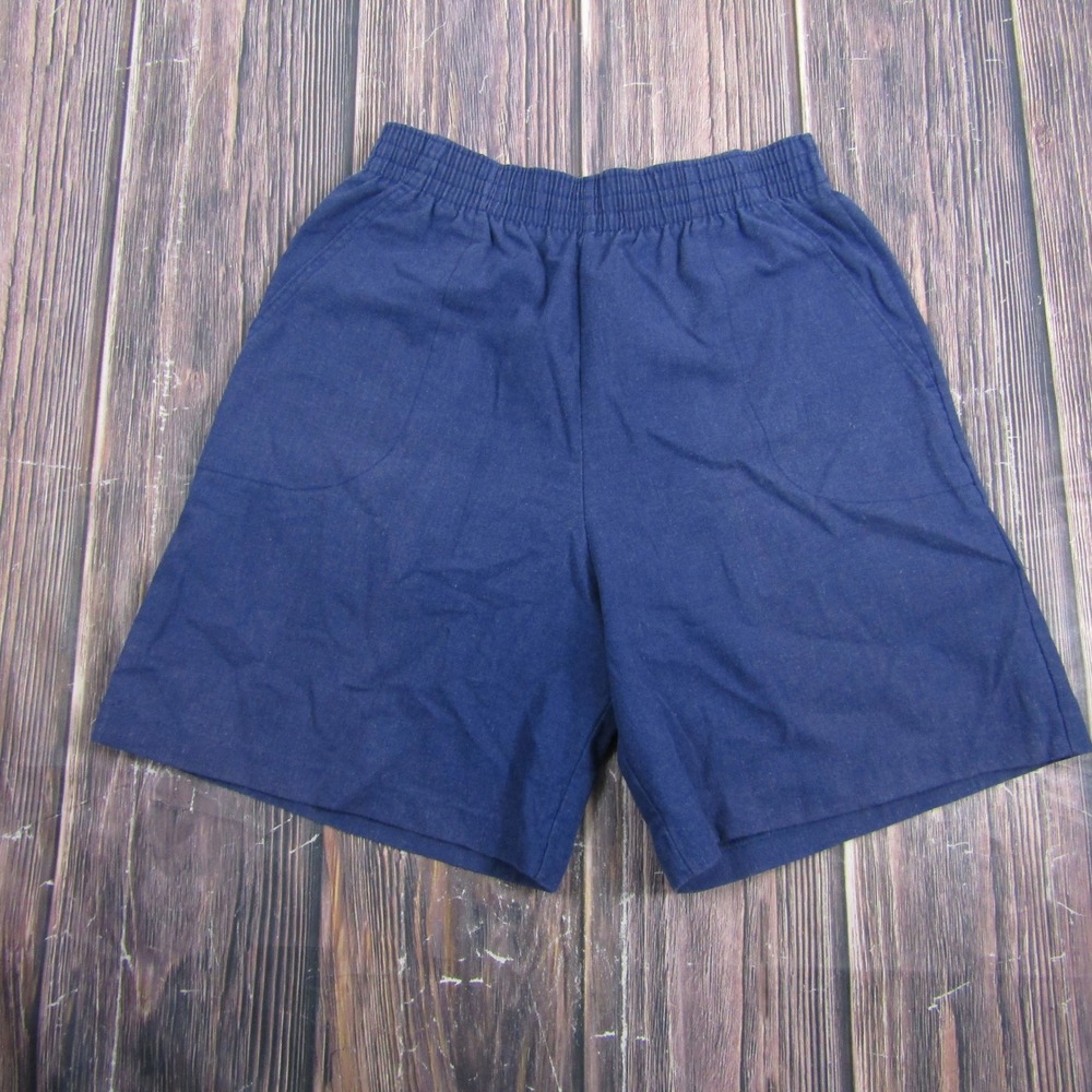 Season Ticket Shorts Womens 12 Navy Blue Elastic Waist Cotton Blend Vintage